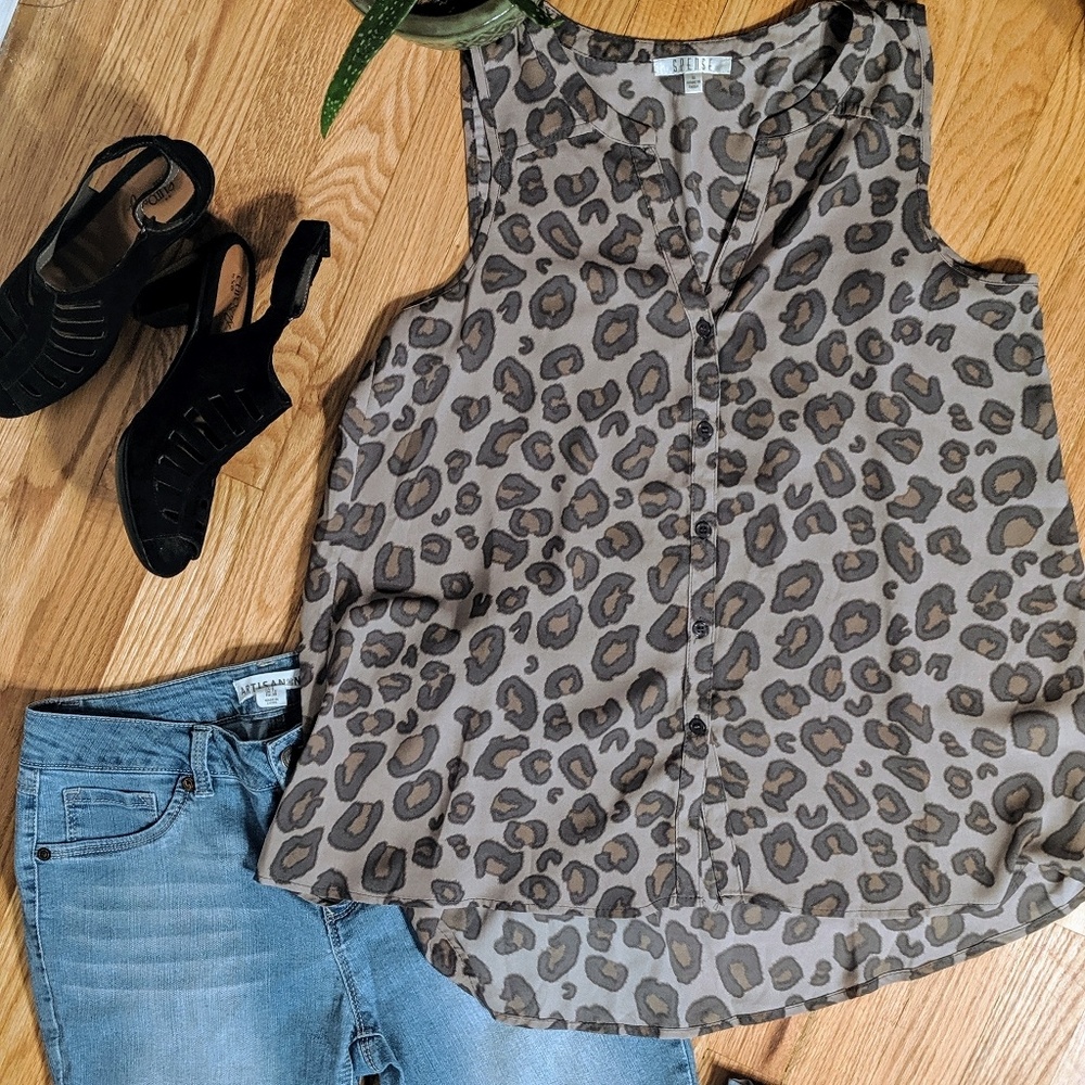Leopard Print Sheer Tank
